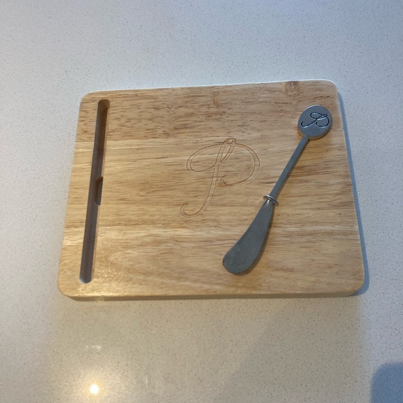 Indigo Monogrammed Cheese Board - Picture 1 of 5